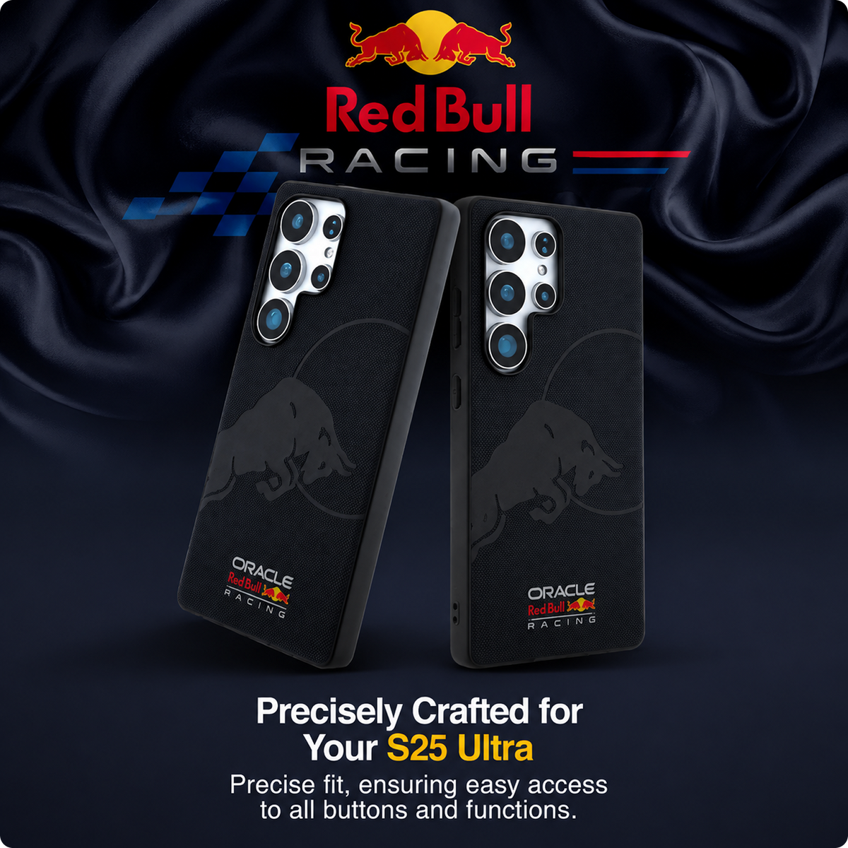 CG MOBILE REDBULL Racing [Official Licensed] Magnetic Charging Compatible|Meshed PU Case with Debossed Bull Protective Case/Cover Designed for Galaxy S25 Ultra-Navy