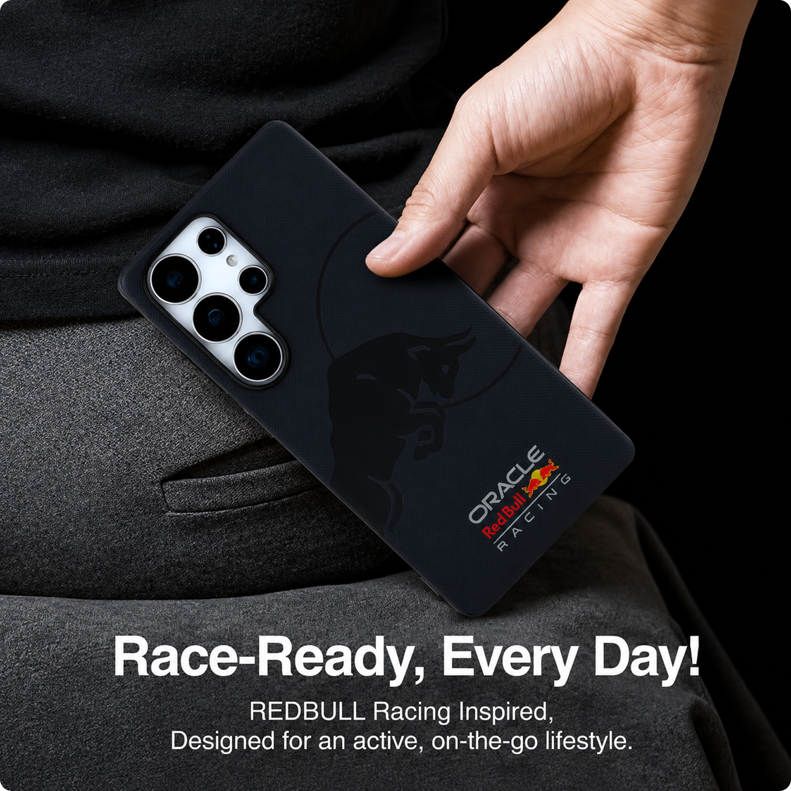 CG MOBILE REDBULL Racing [Official Licensed] Magnetic Charging Compatible|Meshed PU Case with Debossed Bull Protective Case/Cover Designed for Galaxy S25 Ultra-Navy