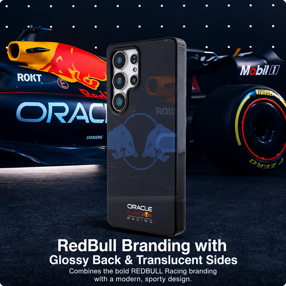 CG MOBILE REDBULL Racing [Official Licensed] IML & Transparent PC Case with Magnetic System & Two Bulls Logo Protective Case/Cover Designed for Galaxy S25 Ultra - Navy