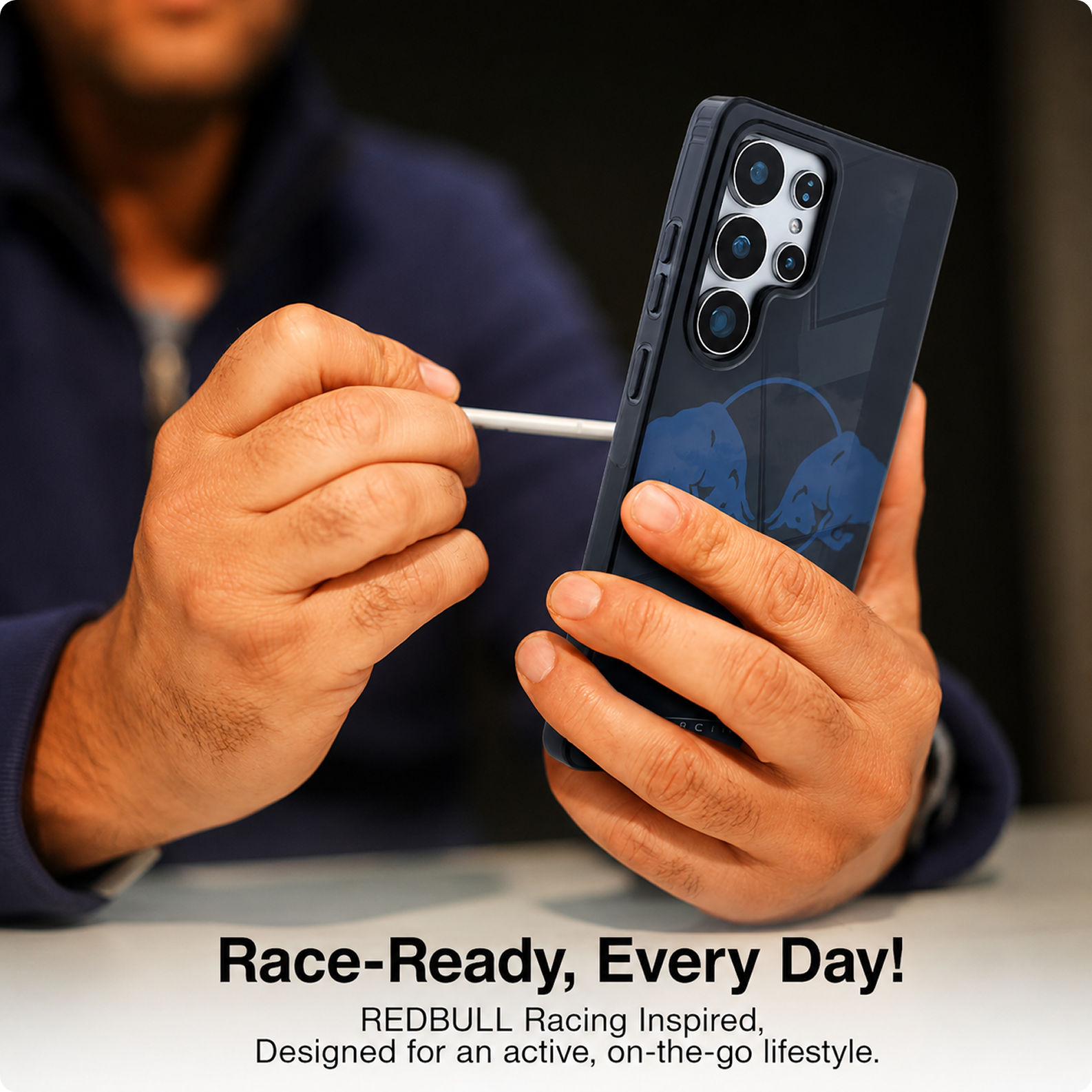 CG MOBILE REDBULL Racing [Official Licensed] IML & Transparent PC Case with Magnetic System & Two Bulls Logo Protective Case/Cover Designed for Galaxy S25 Ultra - Navy