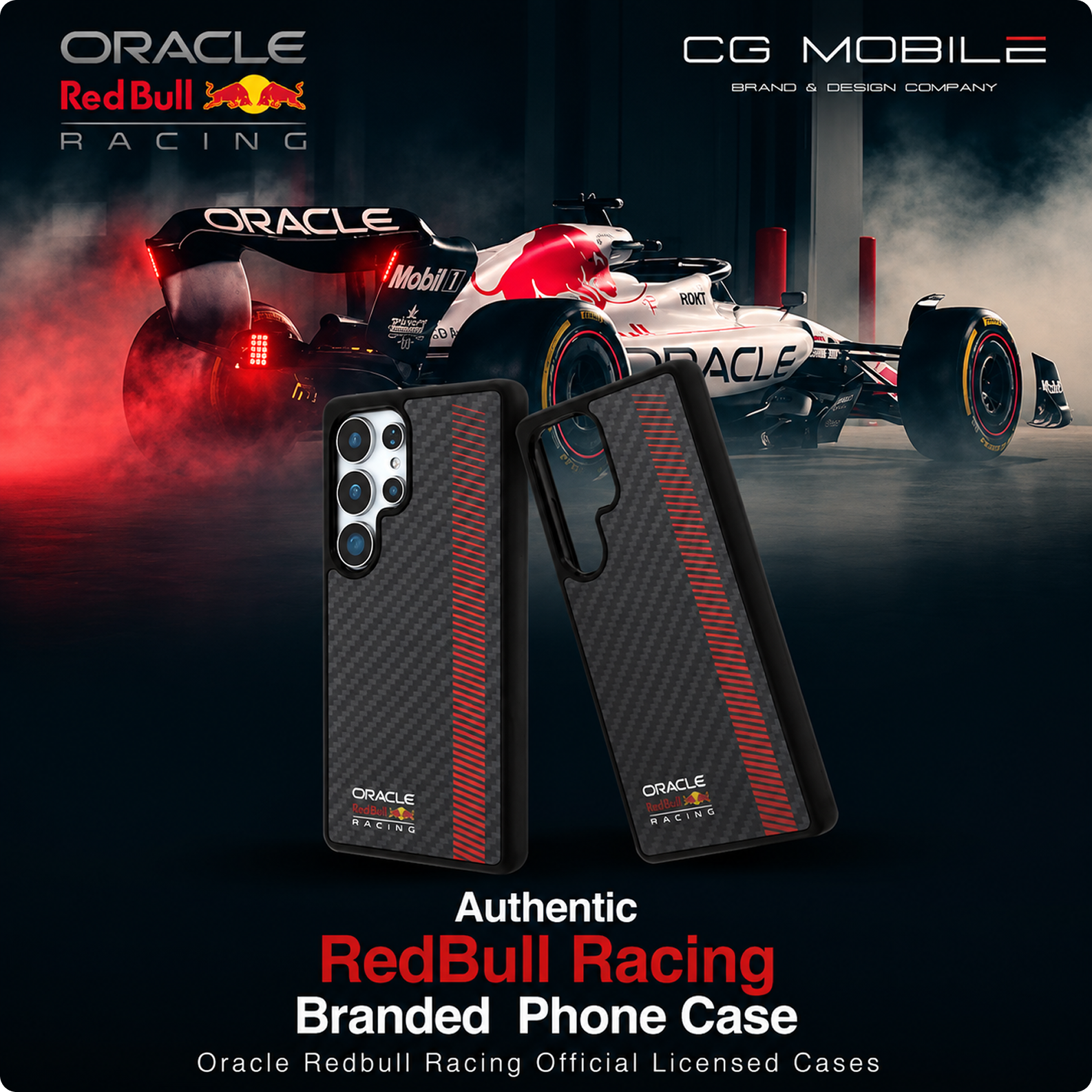 CG MOBILE REDBULL Racing [Official Licensed], Real Carbon Fiber with Magnetic System and Powerbar Protective Case/Cover Designed for Galaxy S25 Ultra - Black