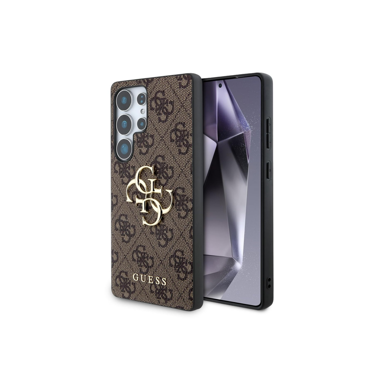 CG MOBILE Guess [Official Licensed] 4G PU Case with Big 4G Logo & Classic Logo Protective Case Compatible with Galaxy S25 Ultra - Brown