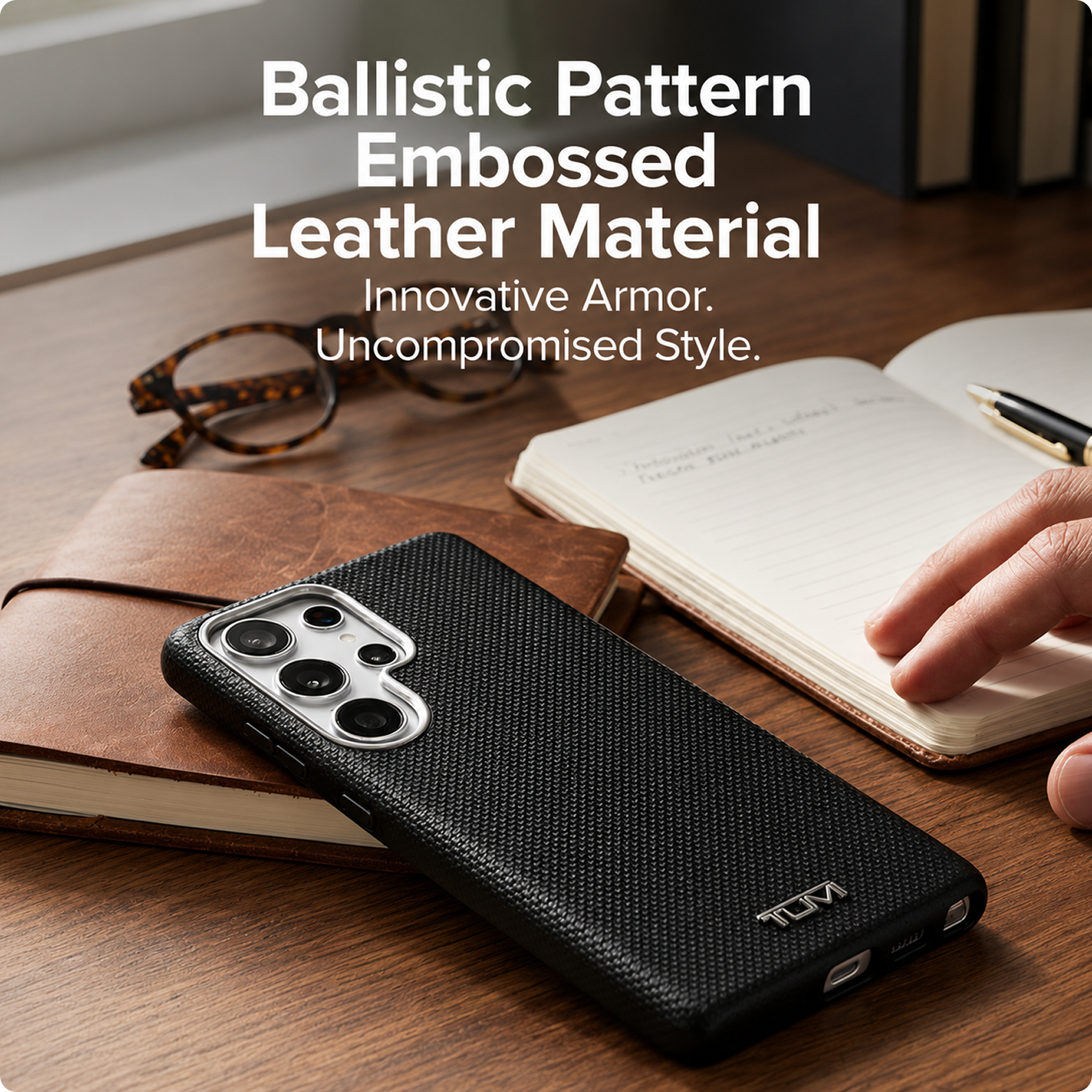 CG MOBILE TUMI [Official Licensed], Protective Case Designed for Galaxy S26 Ultra (2026) | Magnetic System Balistic Texture Case | Genuine Leather Case - Black