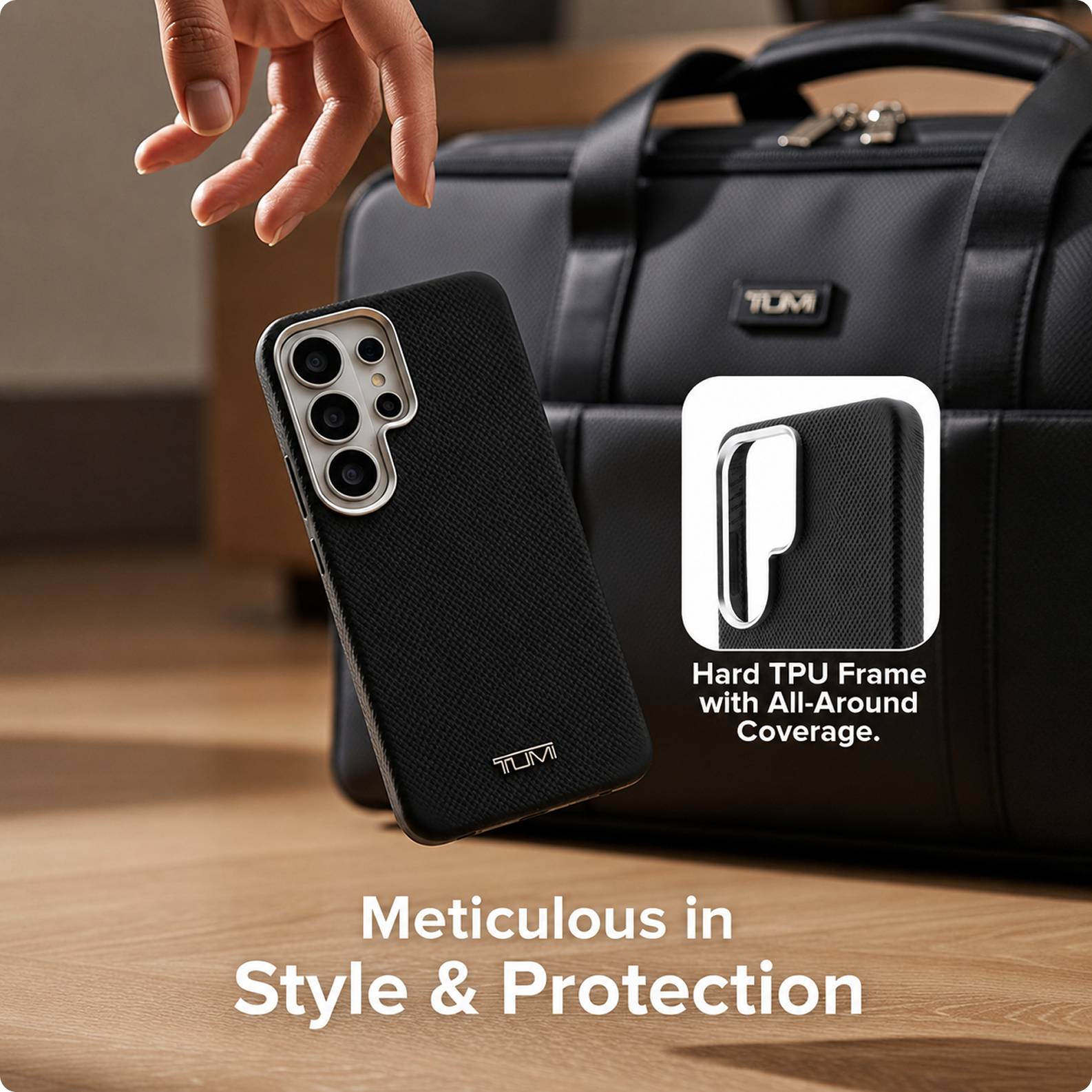 CG MOBILE TUMI [Official Licensed], Protective Case Designed for Galaxy S26 Ultra (2026) | Magnetic System Balistic Texture Case | Genuine Leather Case - Black