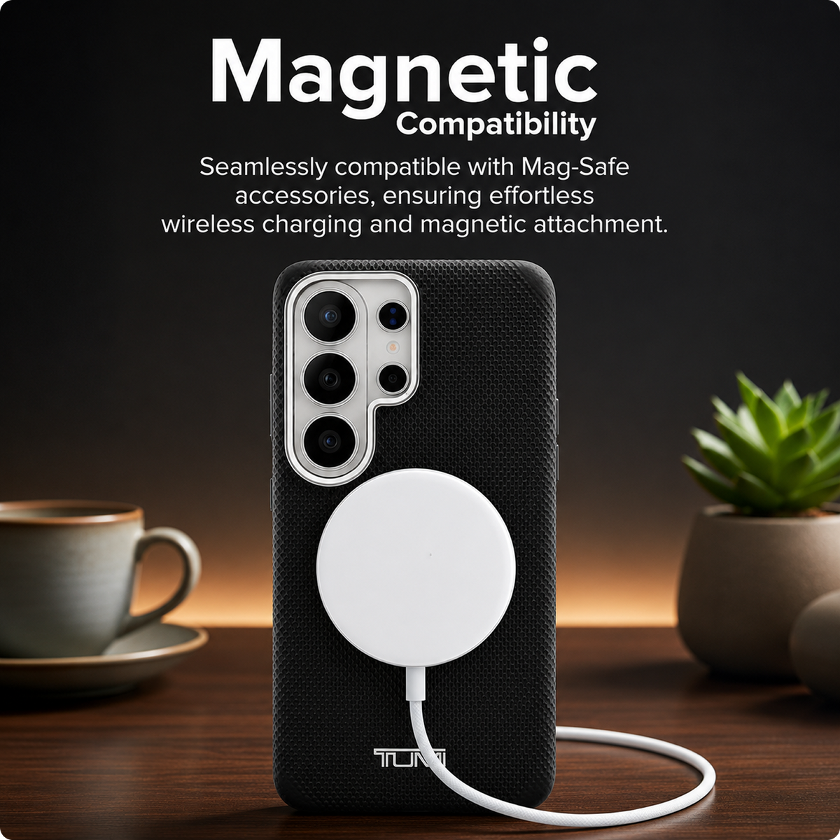 CG MOBILE TUMI [Official Licensed], Protective Case Designed for Galaxy S26 Ultra (2026) | Magnetic System Balistic Texture Case | Genuine Leather Case - Black