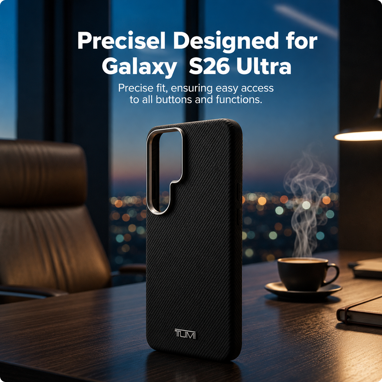 CG MOBILE TUMI [Official Licensed], Protective Case Designed for Galaxy S26 Ultra (2026) | Magnetic System Balistic Texture Case | Genuine Leather Case - Black