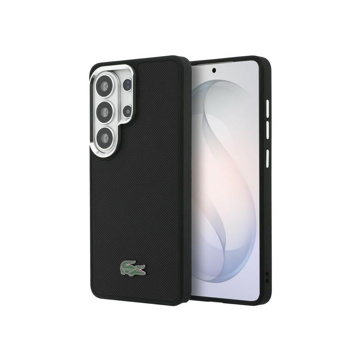 CG MOBILE Lacoste [Official Licensed], Protective Case Designed for Galaxy S26 Ultra (2026) | Magnetic System Full Wrap Petit Pique PVC Hard Case - Black