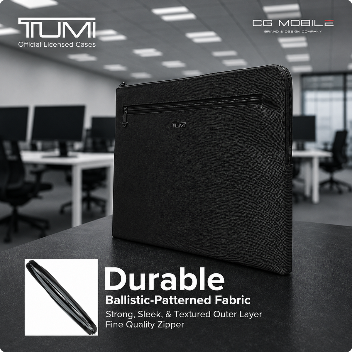 CG MOBILE TUMI 16/15- Inch Laptop Sleeve Case Official Licensed Ballistic Nylon Protective Laptop/MacBook Bag, Durable & Stylish Slim Laptop Sleeve for Men & Women - Black