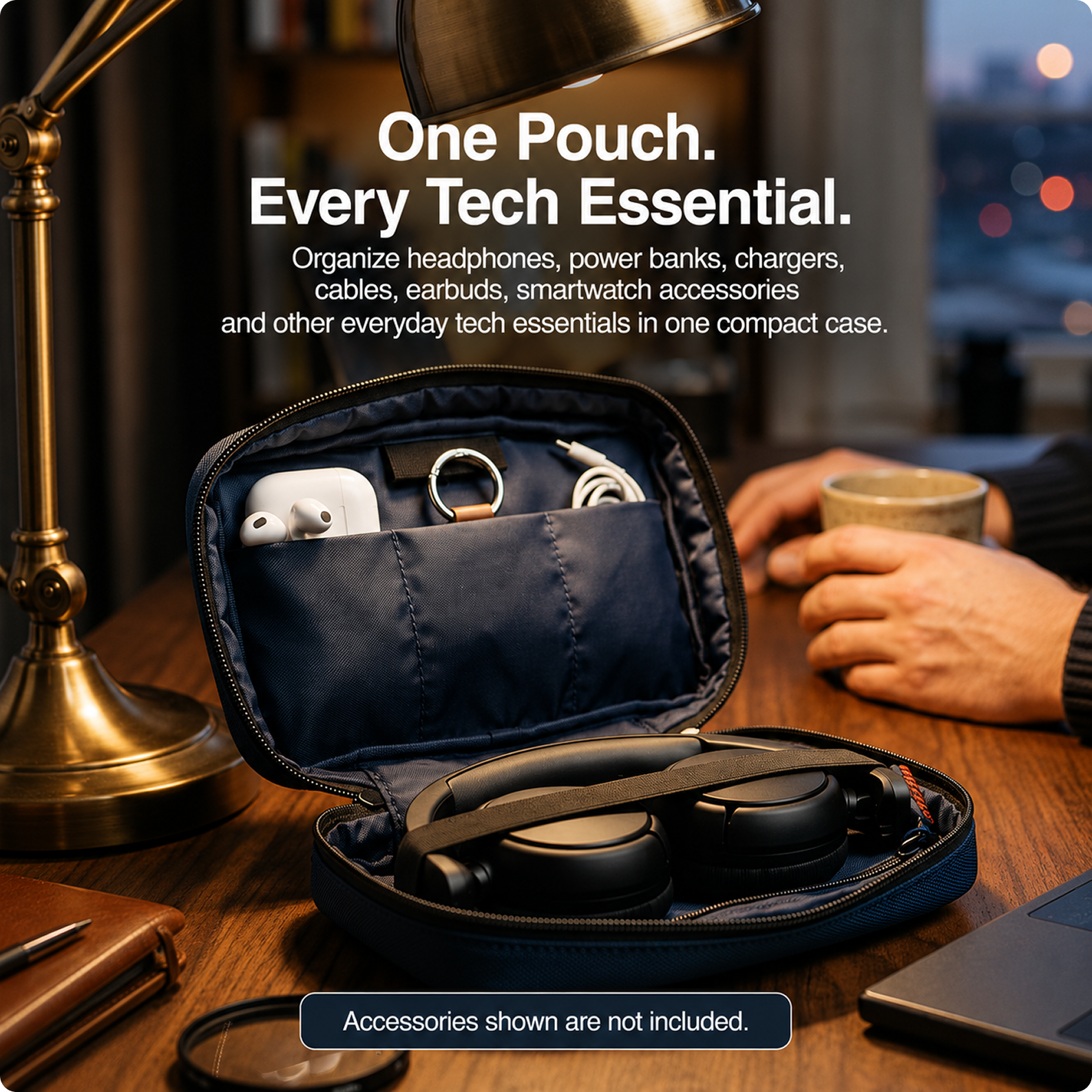 CG MOBILE Redbull Racing Organizer Tech Accessory Pouch Bag Officially Licensed, Nylon Travel Tech Kit with Powerbar, Organizing USB Cables, Chargers, Power Bank, Hard Disk, Adapter & Earphones