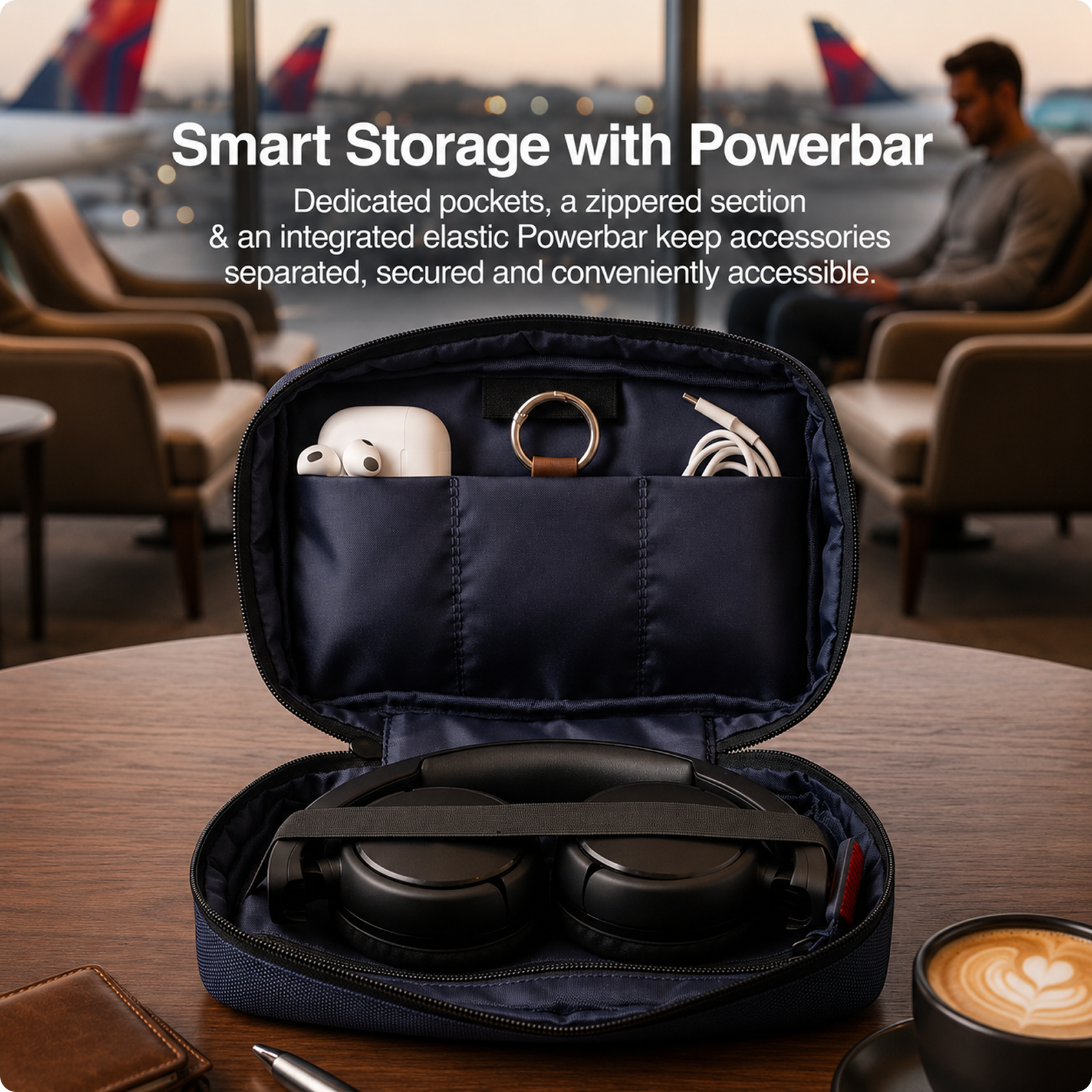 CG MOBILE Redbull Racing Organizer Tech Accessory Pouch Bag Officially Licensed, Nylon Travel Tech Kit with Powerbar, Organizing USB Cables, Chargers, Power Bank, Hard Disk, Adapter & Earphones