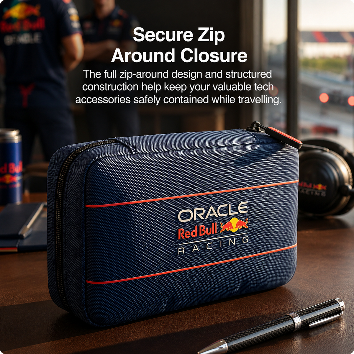 CG MOBILE Redbull Racing Organizer Tech Accessory Pouch Bag Officially Licensed, Nylon Travel Tech Kit with Powerbar, Organizing USB Cables, Chargers, Power Bank, Hard Disk, Adapter & Earphones
