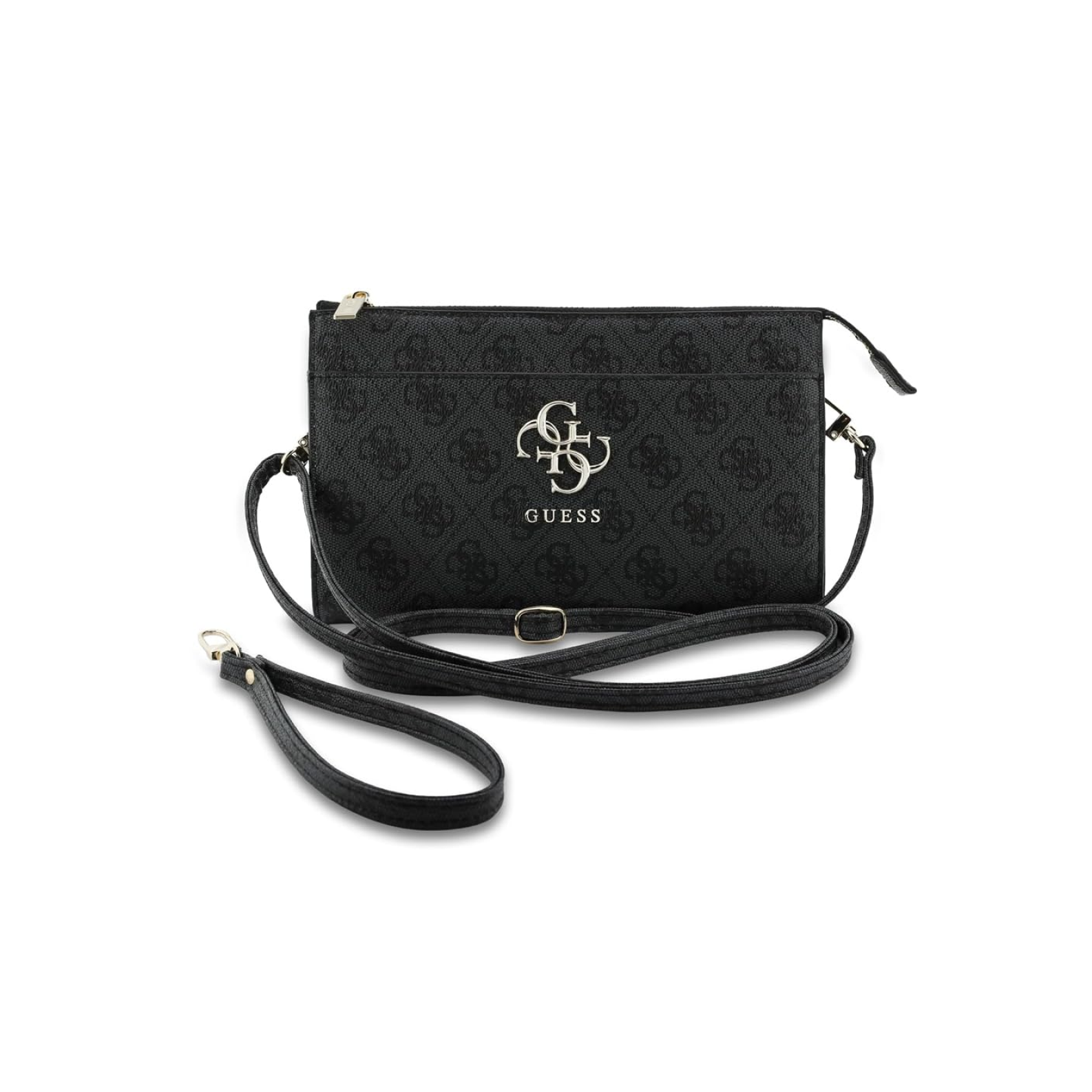 CG MOBILE GUESS Universal Phone Wallet Bag Officially Licensed, Big 4G Logo Print Phone Pouch with Crossbody Strap, Impact-Resistant Protective Phone Holder for Men & Women - Black