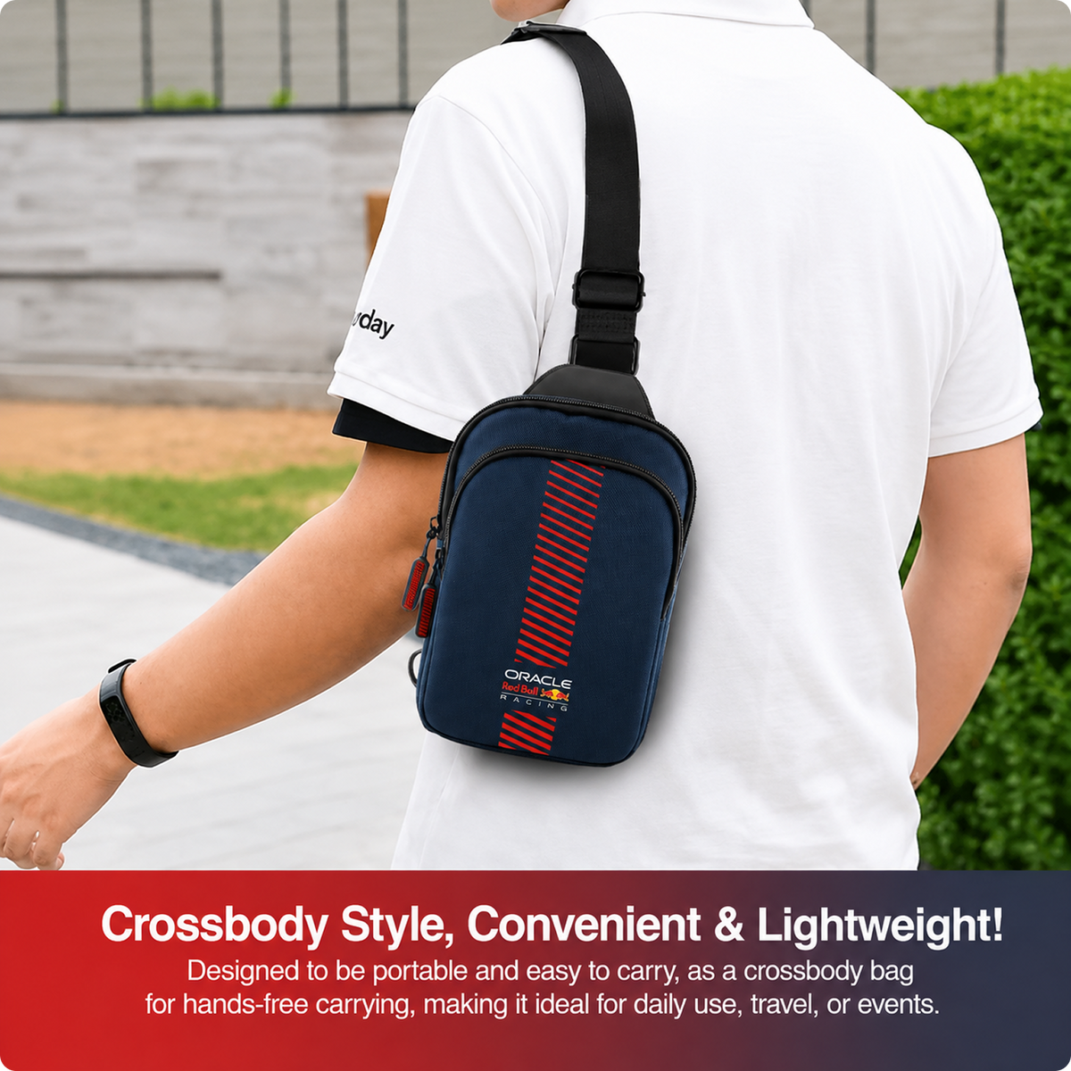 CG MOBILE RedBull Racing Universal Phone Bag Official Licensed, Crossbody Nylon Phone Pouch with PowerBar, Impact-Resistant Protective Phone Holder for Men & Women - Navy