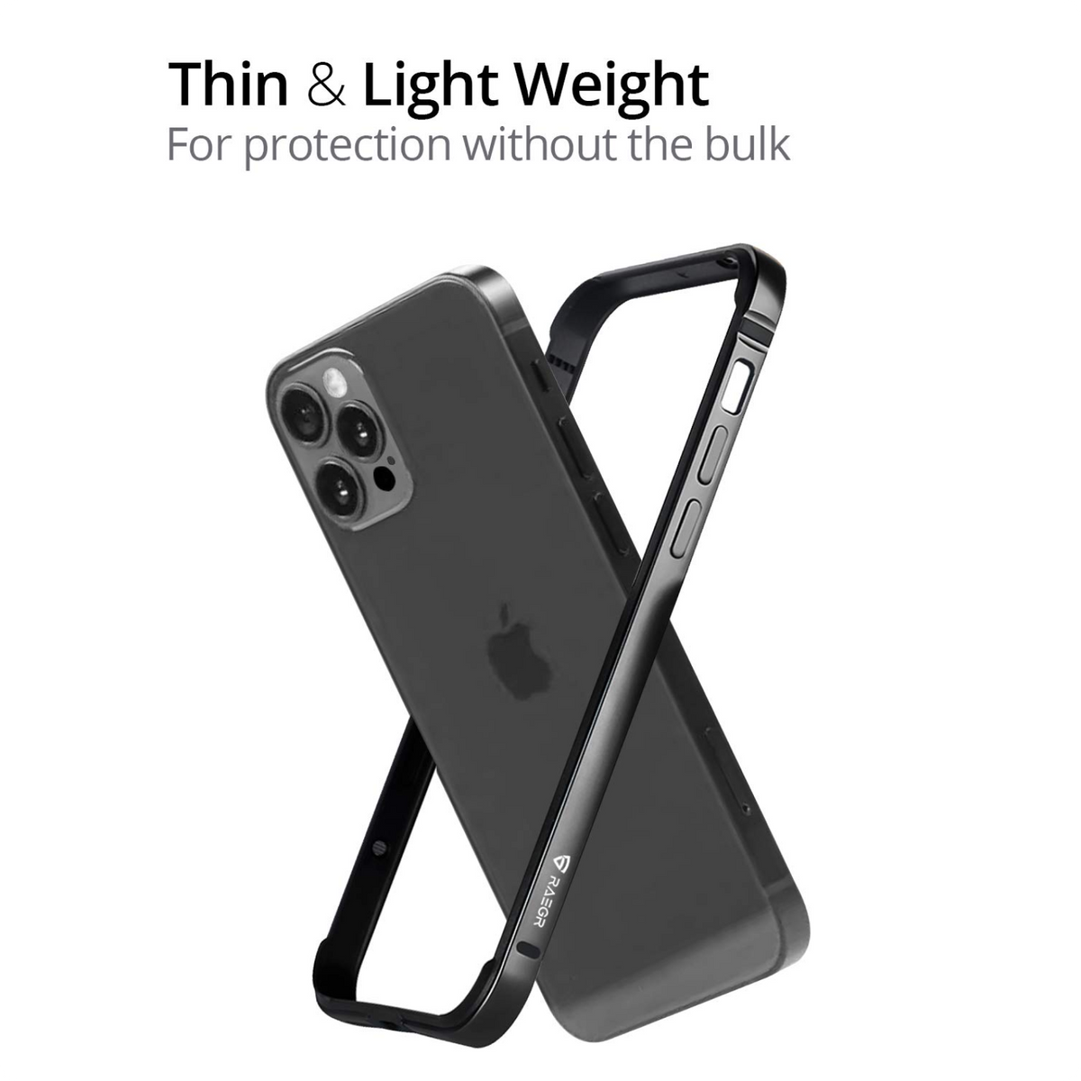 RAEGR Phone Case | Anodized Aluminum Bumper | Supports Magnetic Wireless Charging | Edge Armor Protective Minimal Case Compatible with iPhone 12 Pro Max 5G (6.7-inch) (2020)