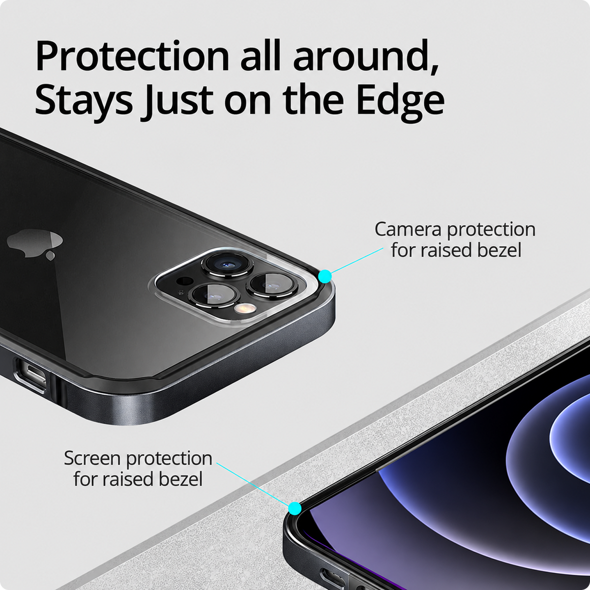 RAEGR Phone Case | Anodized Aluminum Bumper | Supports Magnetic Wireless Charging | Edge Armor Protective Minimal Case Compatible with iPhone 12 Pro Max 5G (6.7-inch) (2020)