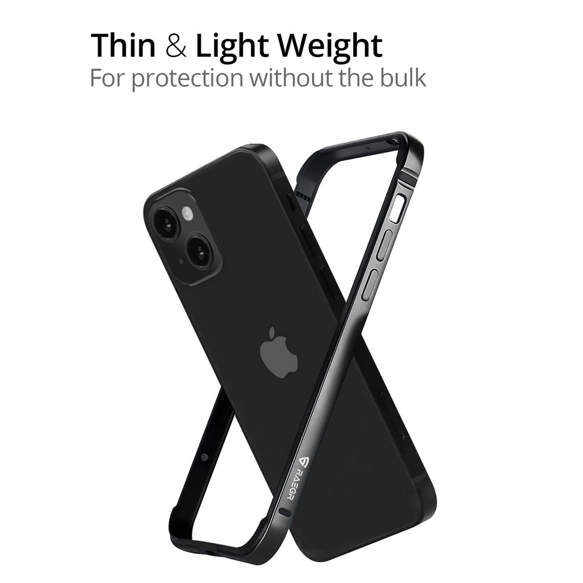 RAEGR Phone Case | Anodized Aluminum Bumper | Supports Magnetic Wireless Charging | Edge Armor Protective Minimal Case Compatible with iPhone 13 Mini / 12 Mini (5.4-Inch) 2021
