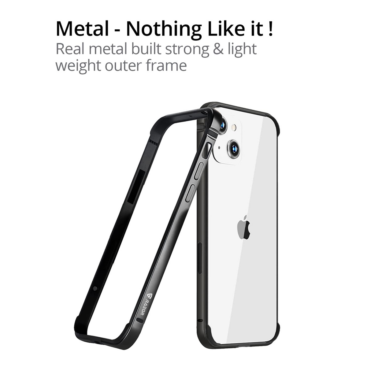 RAEGR Phone Case | Anodized Aluminum Bumper | Supports Magnetic Wireless Charging | Edge Armor Protective Minimal Case Compatible with iPhone 13 Mini / 12 Mini (5.4-Inch) 2021