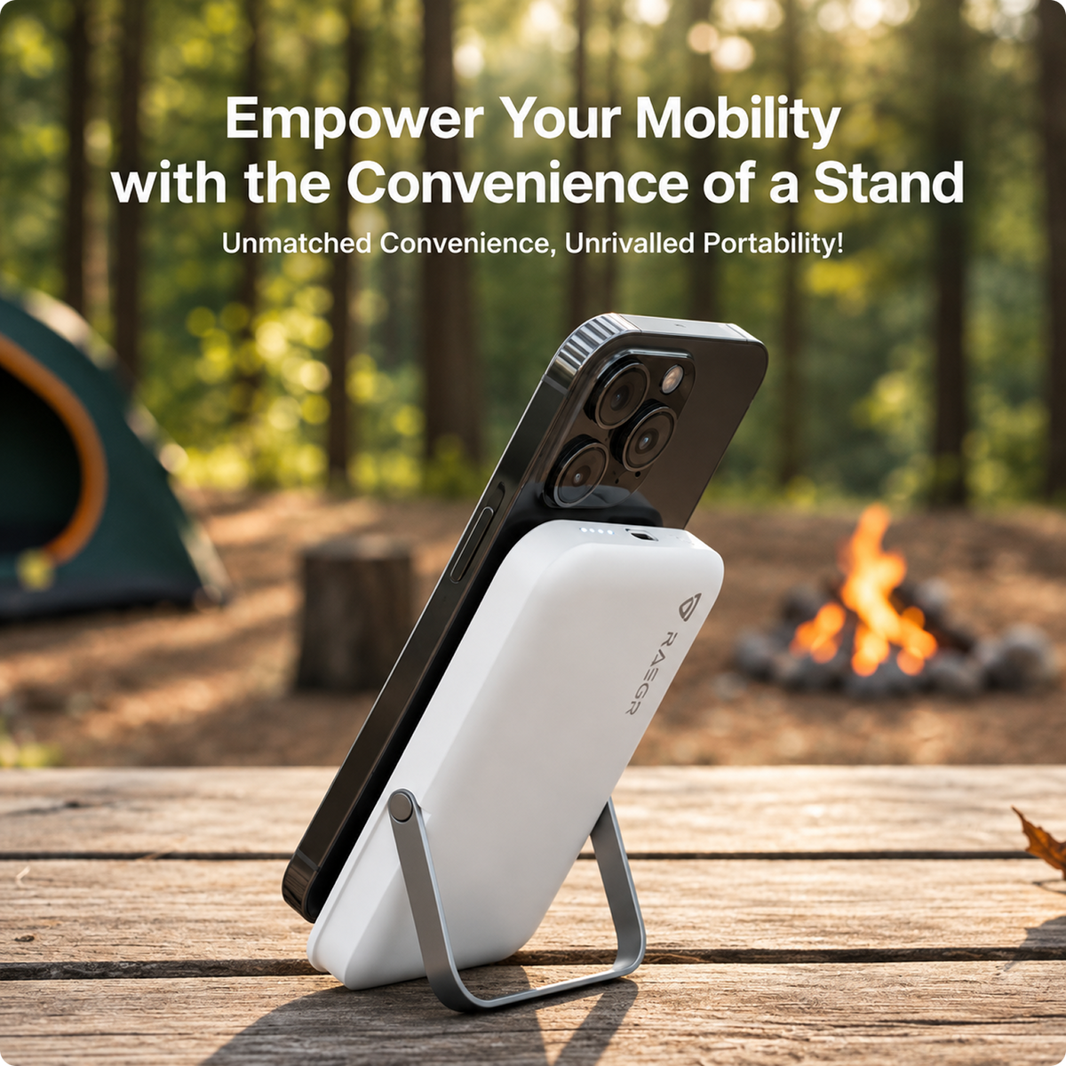 RAEGR 10000mAh MagFix M10s Wireless Power Bank, Super Fast 20W PD Charging Upto 15W Magnetic Qi-Enabled Wireless Charging with Stand Mode, QC 3.0 Support, Type-C Input/Output, Universal Compatible