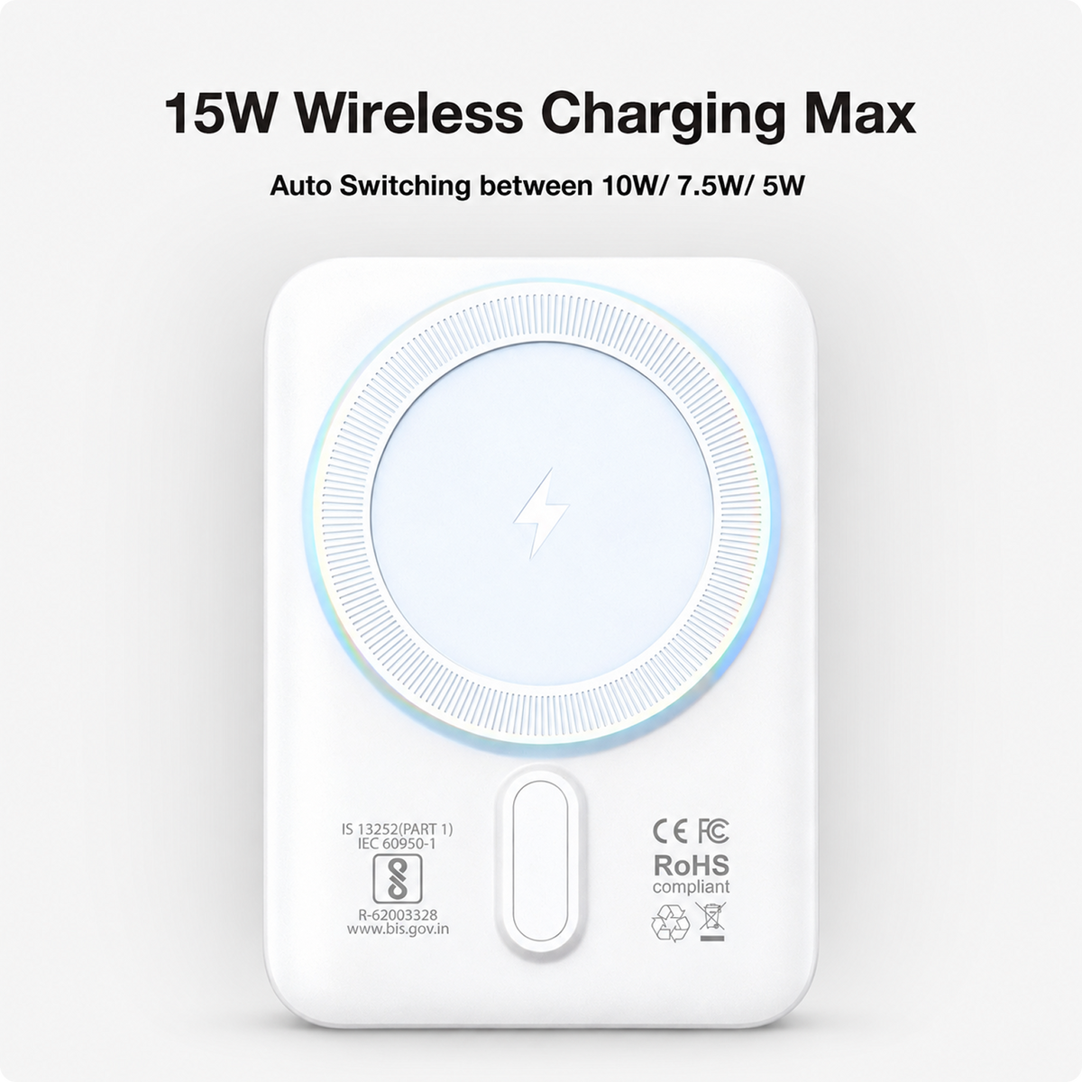 RAEGR 10000mAh MagFix M10s Wireless Power Bank, Super Fast 20W PD Charging Upto 15W Magnetic Qi-Enabled Wireless Charging with Stand Mode, QC 3.0 Support, Type-C Input/Output, Universal Compatible