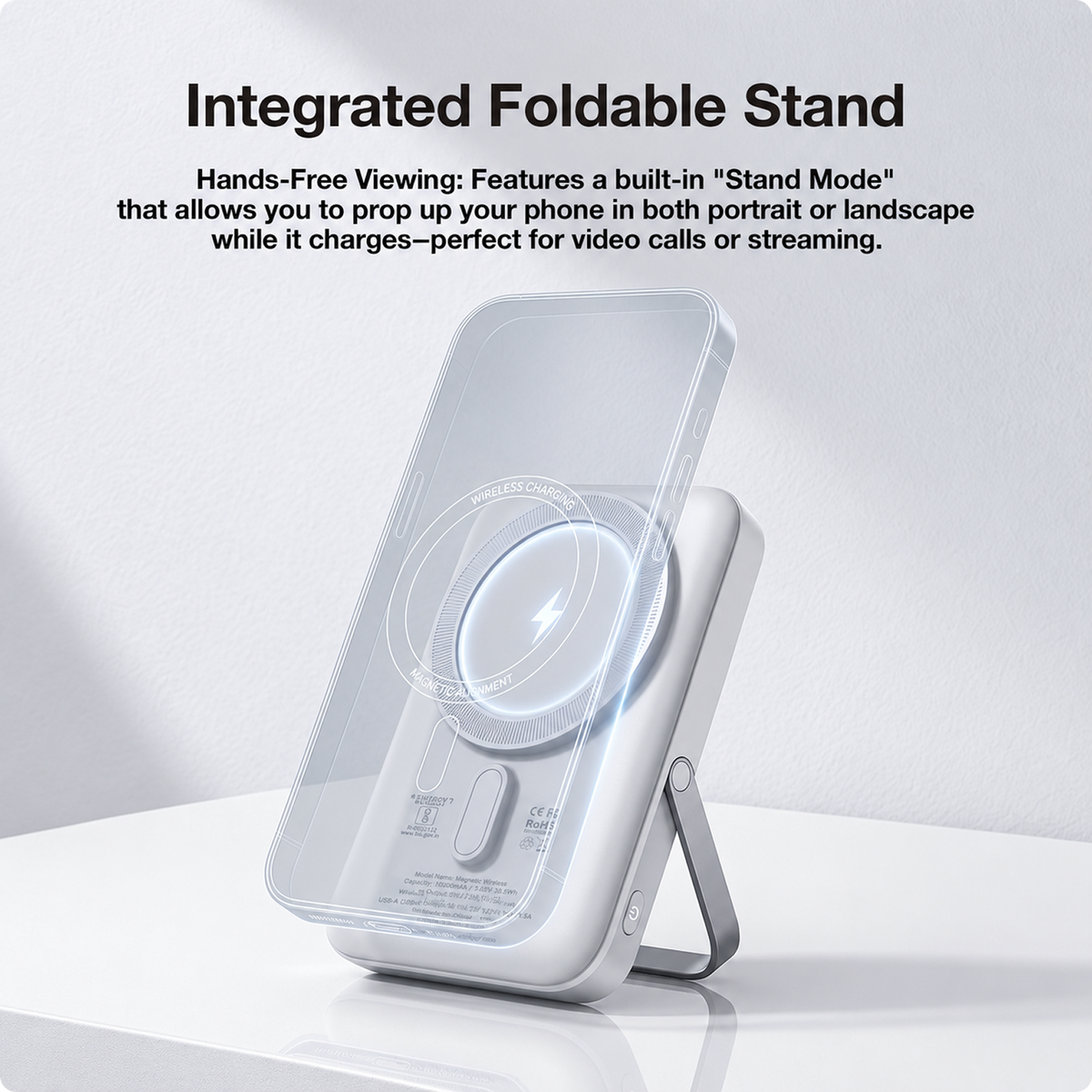RAEGR 10000mAh MagFix M10s Wireless Power Bank, Super Fast 20W PD Charging Upto 15W Magnetic Qi-Enabled Wireless Charging with Stand Mode, QC 3.0 Support, Type-C Input/Output, Universal Compatible