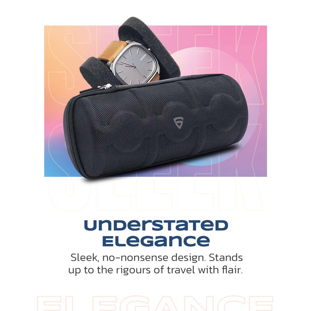 RAEGR Nylon 3 Slots Watch Travel Case For Men And Women Portable Watch Storage Box Holder Organizer Display Case With Foam Pillows,Watch Roll,Fit Wristwatches&Smart Watches Up To 50Mm - Black