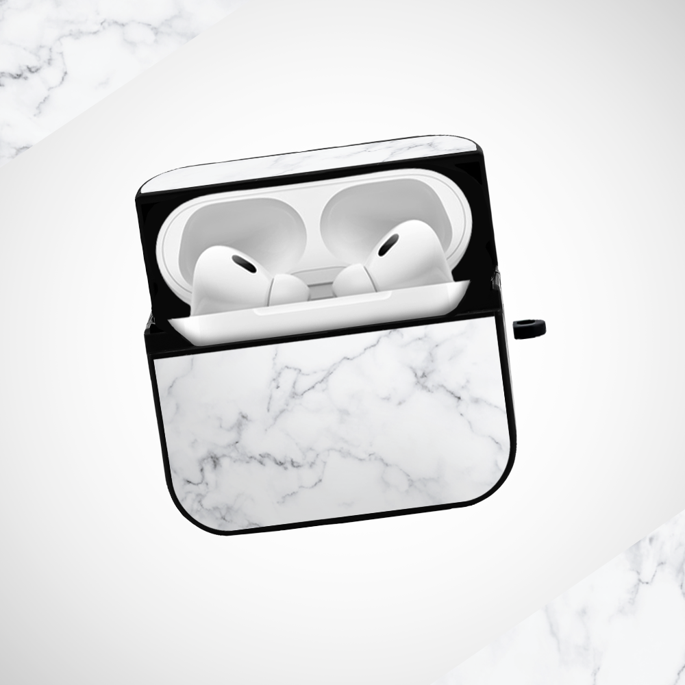 White Marble Glass Airpods Pro 2 Case Covers