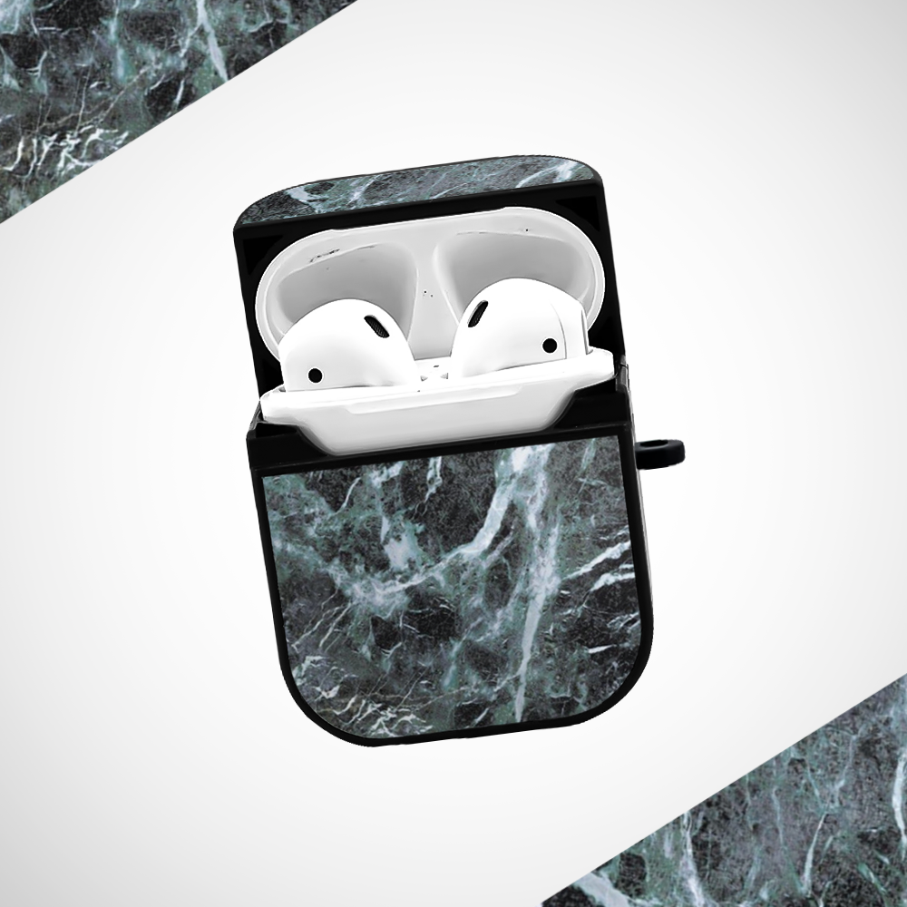 Dark Green marble Glass Airpods 2nd Gen Case Covers