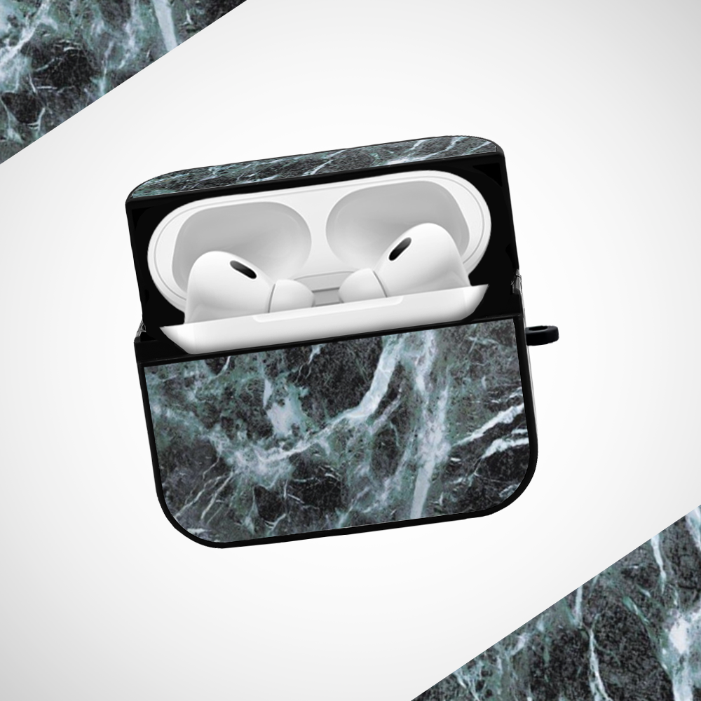 Dark Green marble Glass Airpods Pro Case Covers