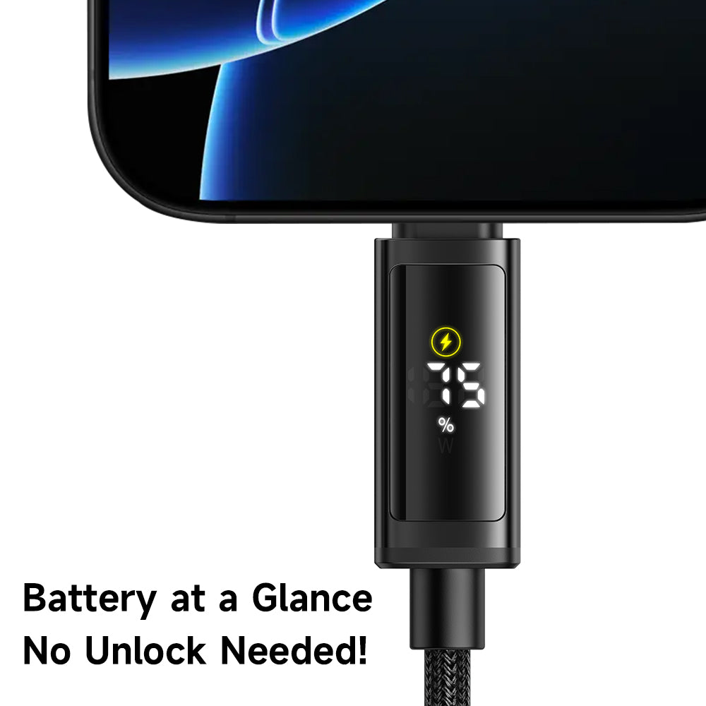 Mcdodo 100W C To C Digital Dual LED Displays Cable, real-time power and battery display, Fast Charging Cable