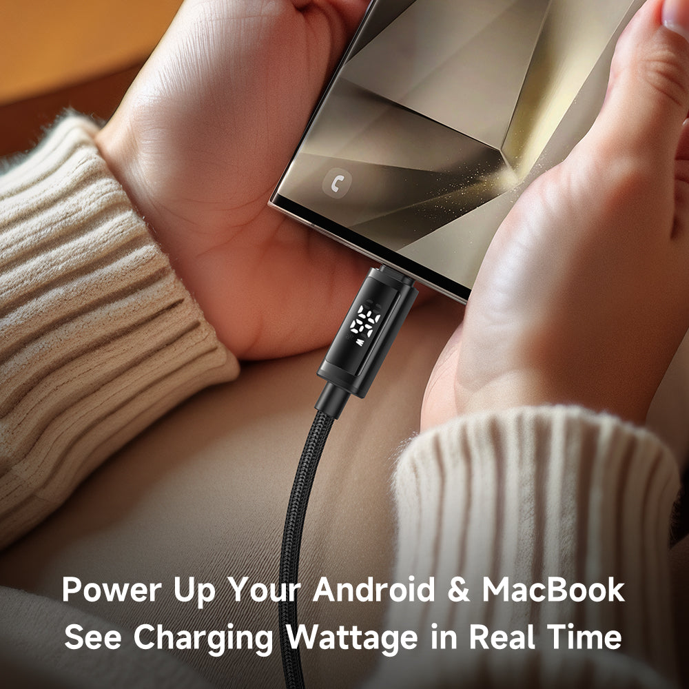 Mcdodo 100W C To C Digital Dual LED Displays Cable, real-time power and battery display, Fast Charging Cable