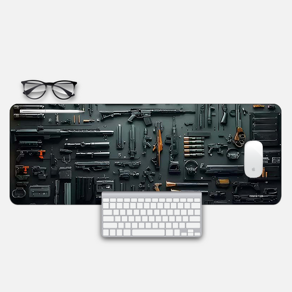 Guns Pattern Desk Mat and Gaming Mouse Pad