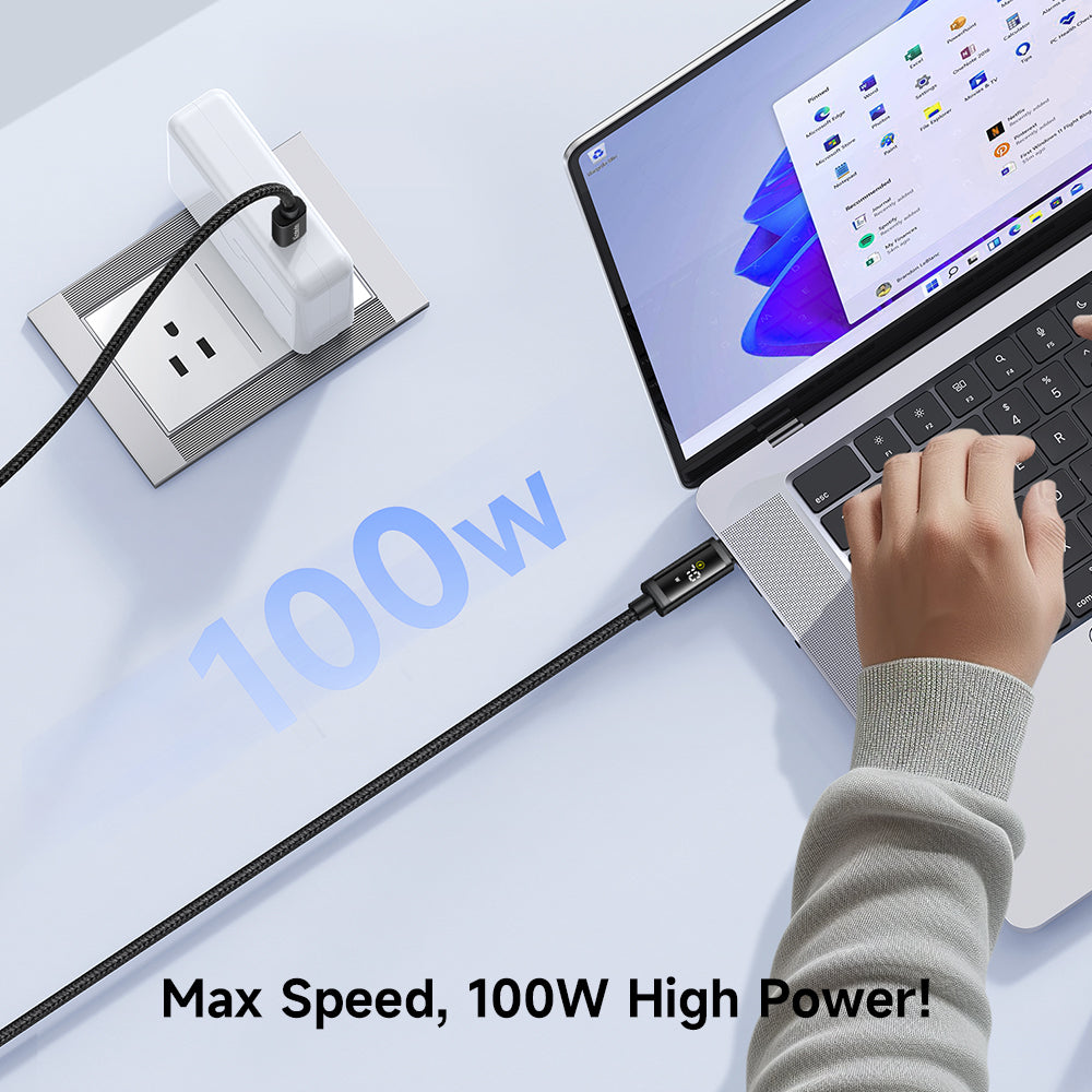 Mcdodo 100W C To C Digital Dual LED Displays Cable, real-time power and battery display, Fast Charging Cable