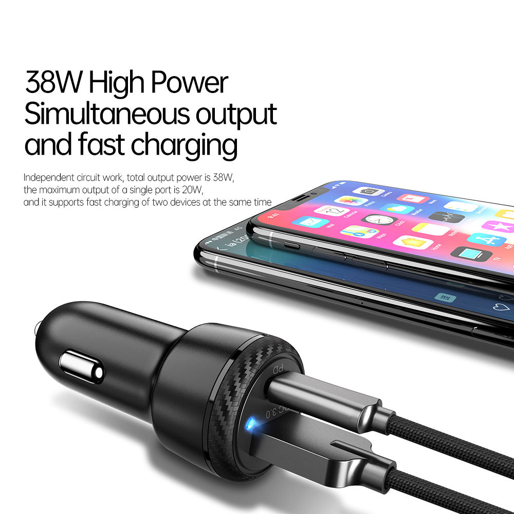 Mcdodo 38W 1C+1A  PD Fast  Car Charger