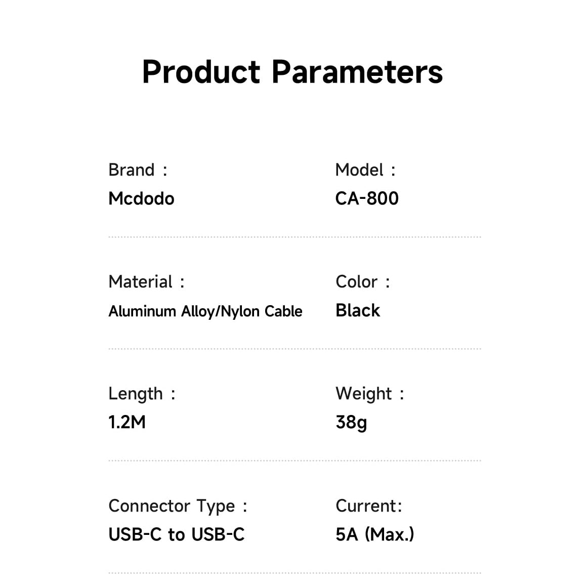 Mcdodo 100W C To C Digital Dual LED Displays Cable, real-time power and battery display, Fast Charging Cable