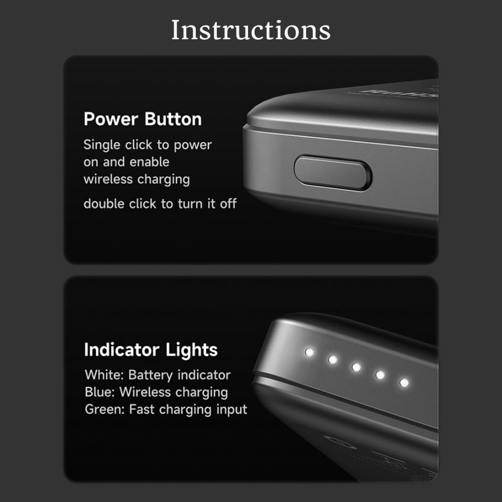 Mcdodo MC-4651 10000mAh 20W Metal Ultra Slim Magnetic Wireless Powerbank - Black