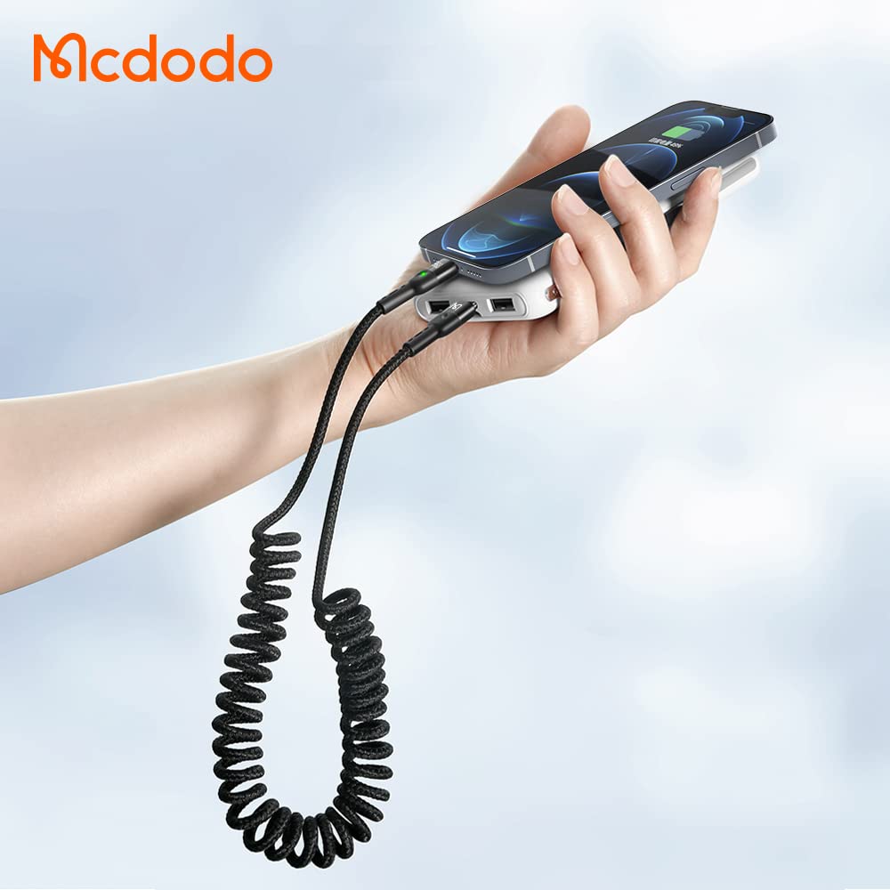 mcdodo Coiled Elastic USB Cable, Retractable Cable Data Sync Charge Cable Charging Spiral Cord Car Charger Cable For iPhone/iPad