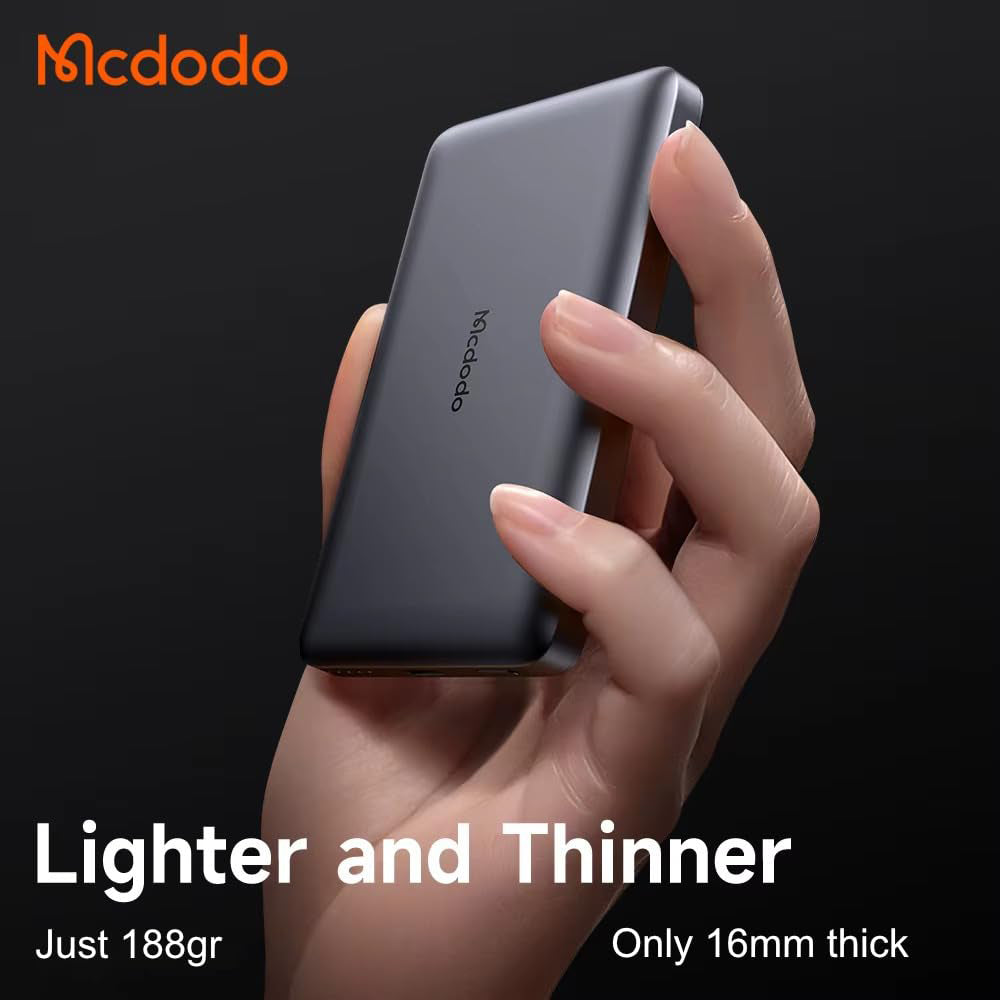 Mcdodo MC-4651 10000mAh 20W Metal Ultra Slim Magnetic Wireless Powerbank - Black