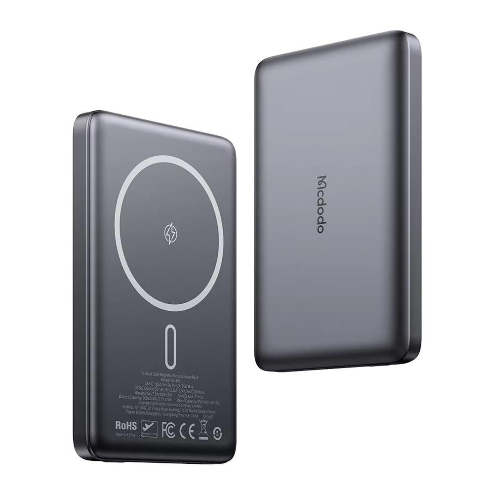 Mcdodo MC-4651 10000mAh 20W Metal Ultra Slim Magnetic Wireless Powerbank - Black