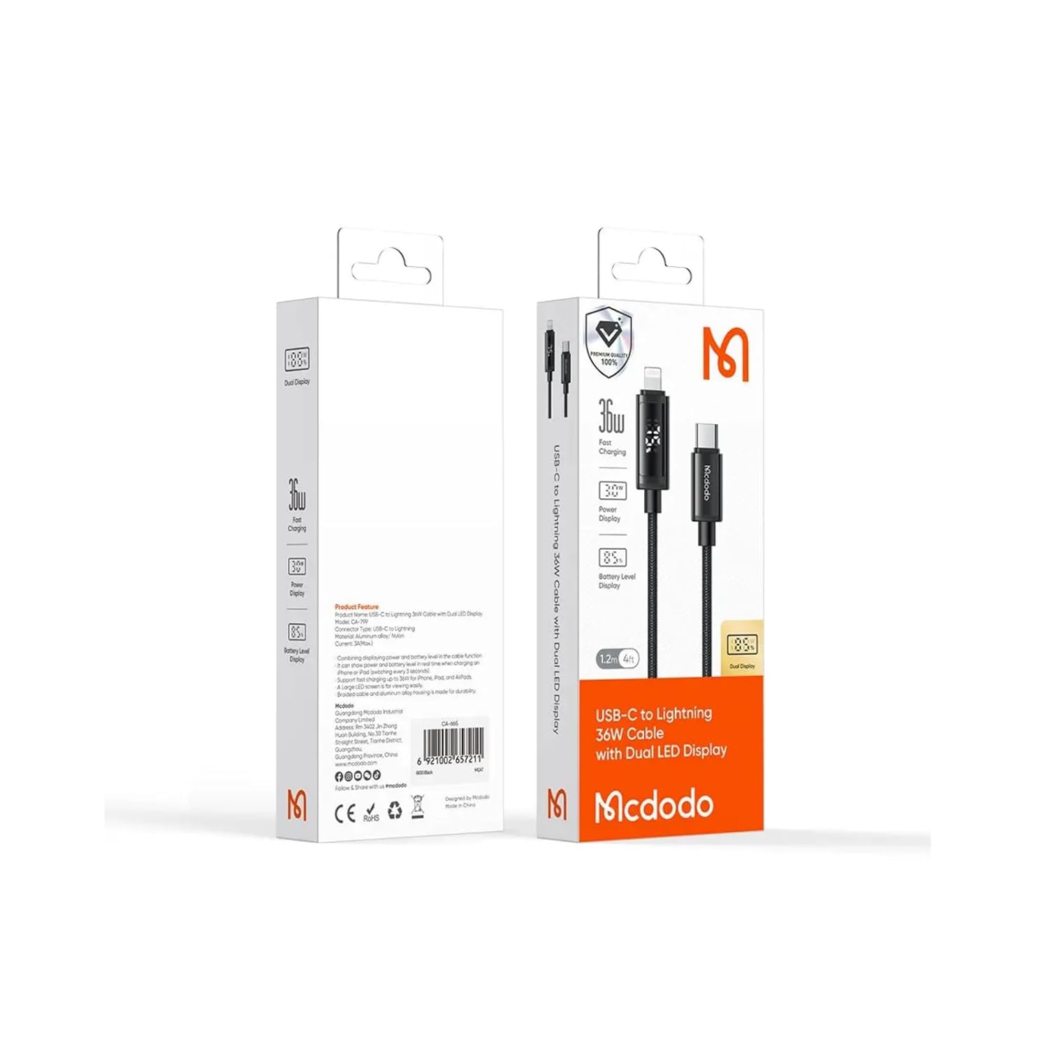 mcdodo 1.2M USB C to USB C Cable 90 Degree Right Angle Type-C Charging Cable with LED Indicator Light