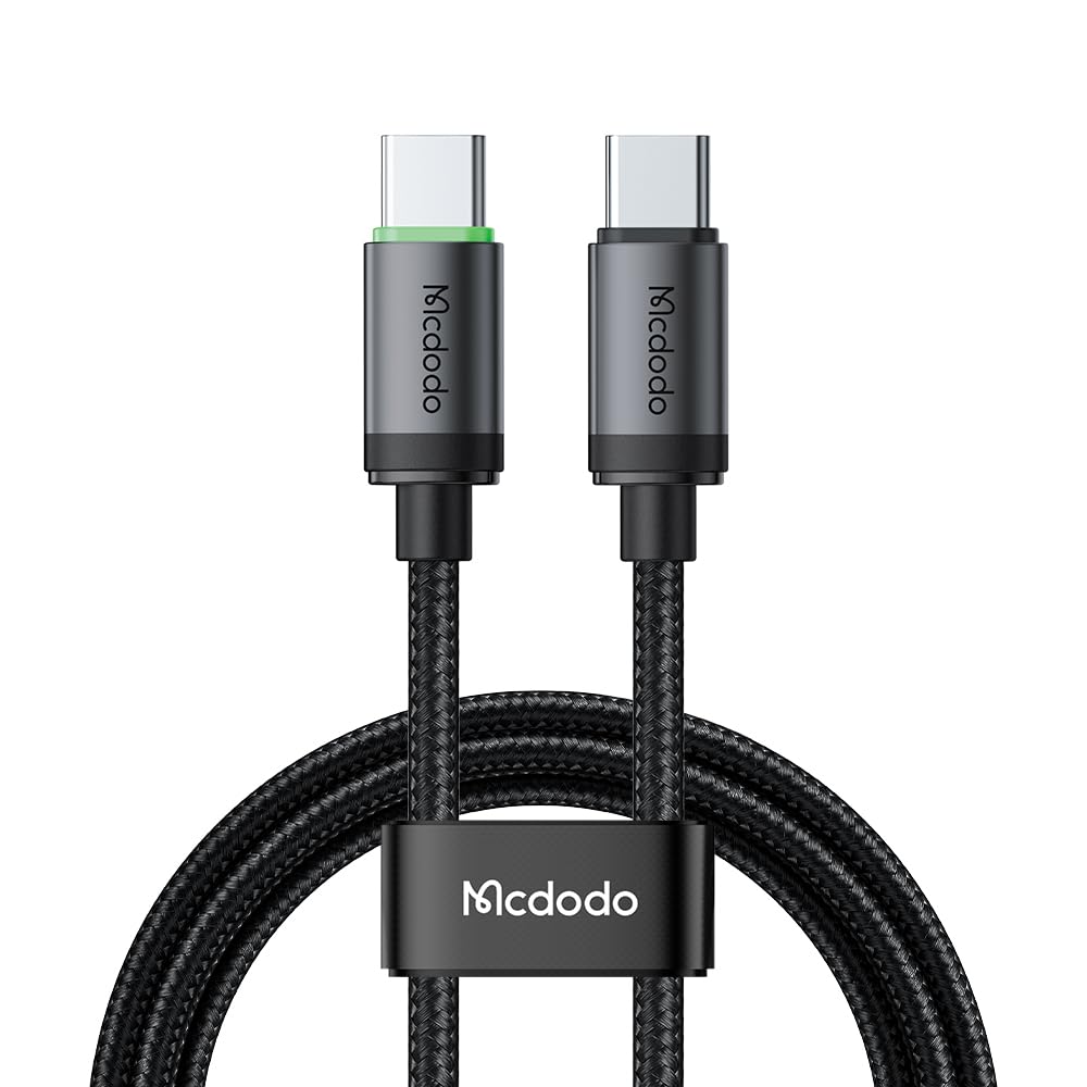 Mcdodo 60W Type C to Type C Fast Charging Cable with LED Indicator, Nylon Braided USB C PD Data Cable, Aluminum Alloy, CarPlay Support for iPhone 17/16/15 Series, Samsung, OnePlus, MacBook (1 Meter)