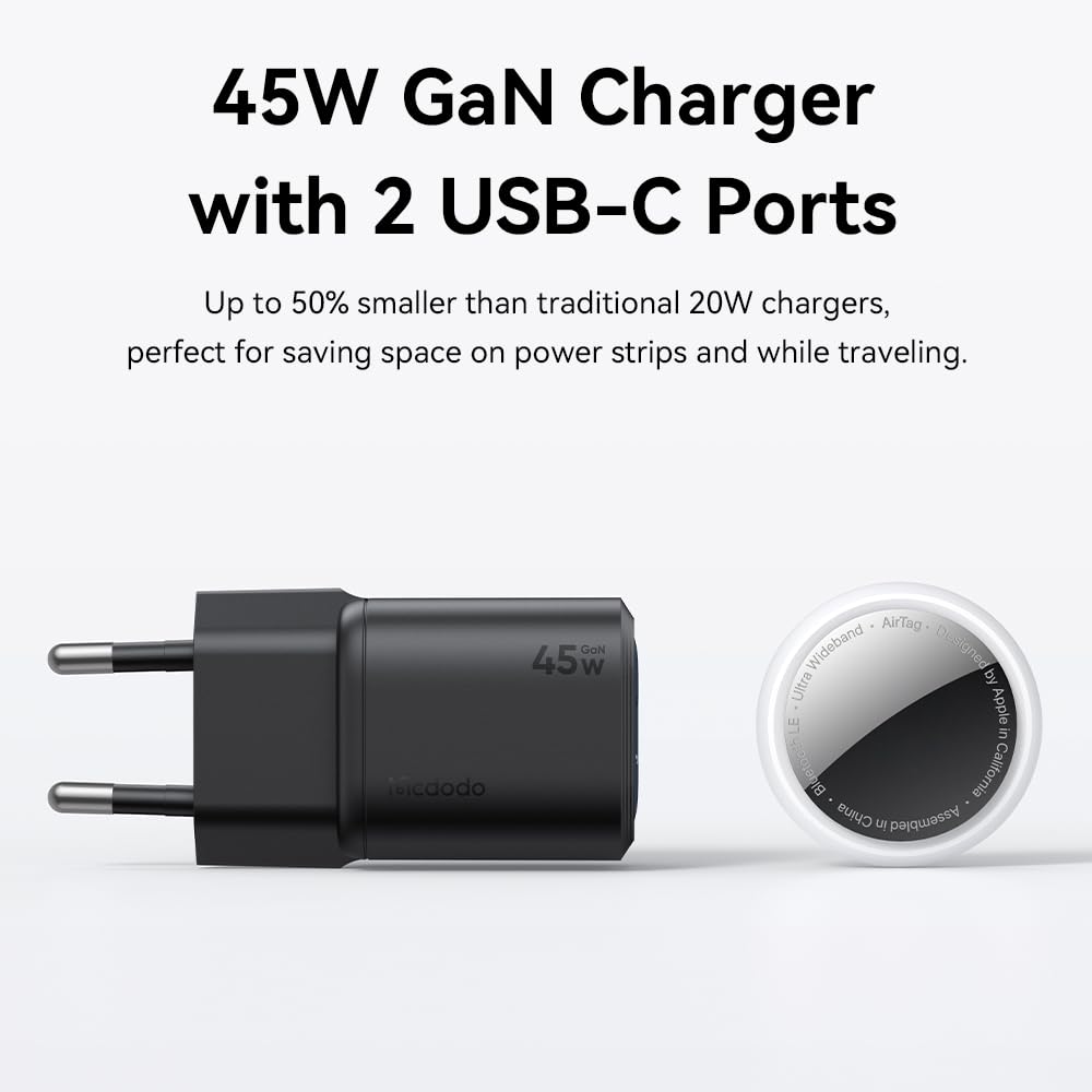 Mcdodo GaN 45W USB C Charger, Dual-Port 30W+12W PD Fast Charger, Multiple USB C Power Supply, Compatible with S24/S23, iPhone 17/16/15/14, MacBook Air, iPad