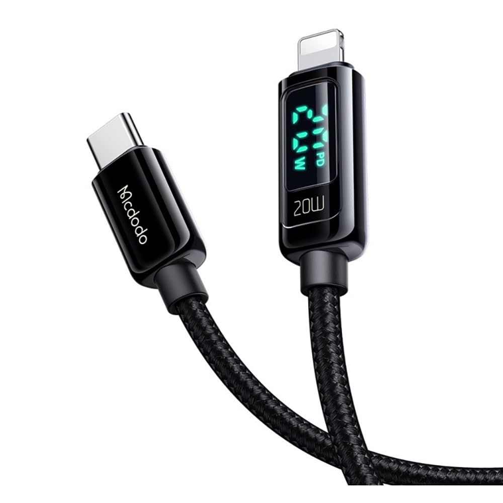 Mcdodo CA-8810 Digital Display 36W Type-C to Lightning Data Cable – 1.2m, Black