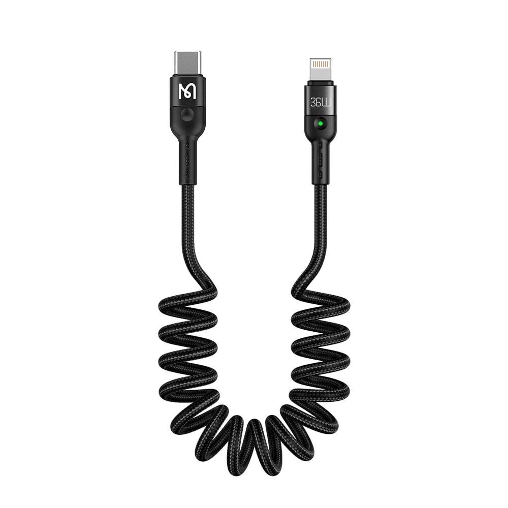 mcdodo Coiled Elastic USB Cable, Retractable Cable Data Sync Charge Cable Charging Spiral Cord Car Charger Cable For iPhone/iPad