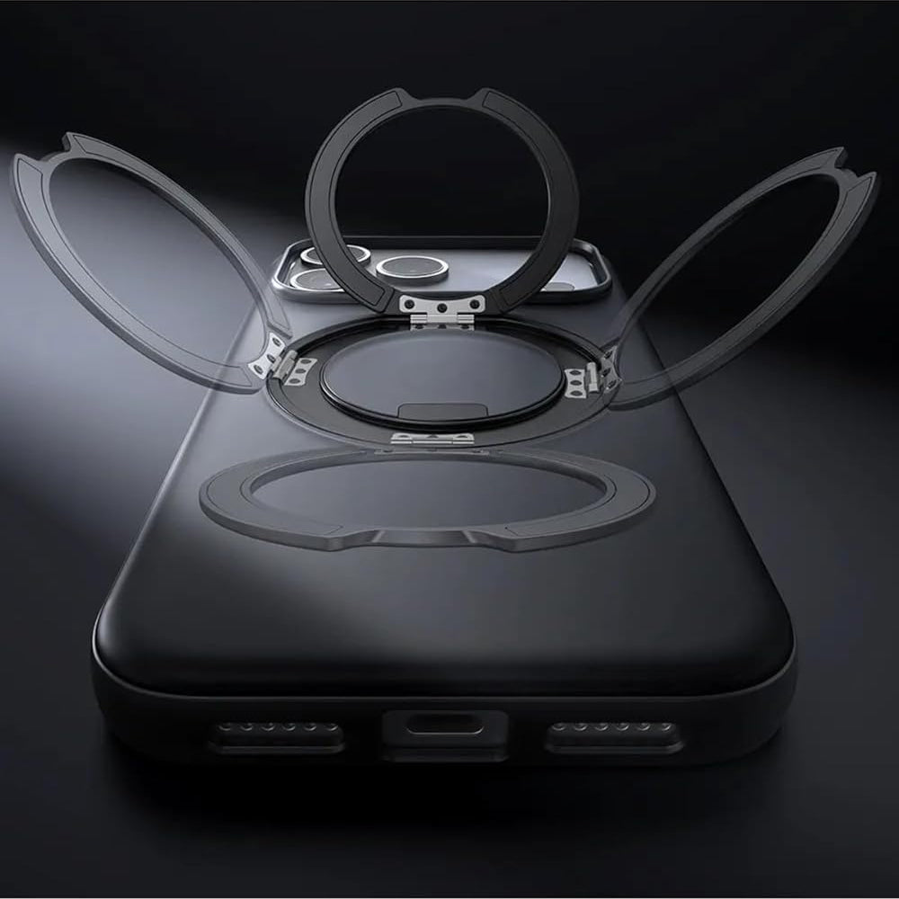 mcdodo Magnetic 360° Ring Stand Case for iPhone 17 Pro, Protective Case Compatible with MagSafe (Black, iPhone 17 Pro)