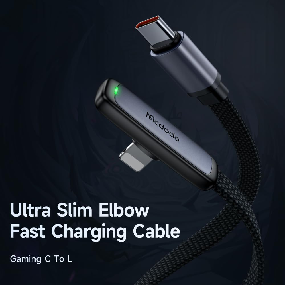Mcdodo USB C to Lightning Cable 36 W iPhone Charging Cable USB C Short 90 Degree Charging Cable NylonC Fast for iPhone