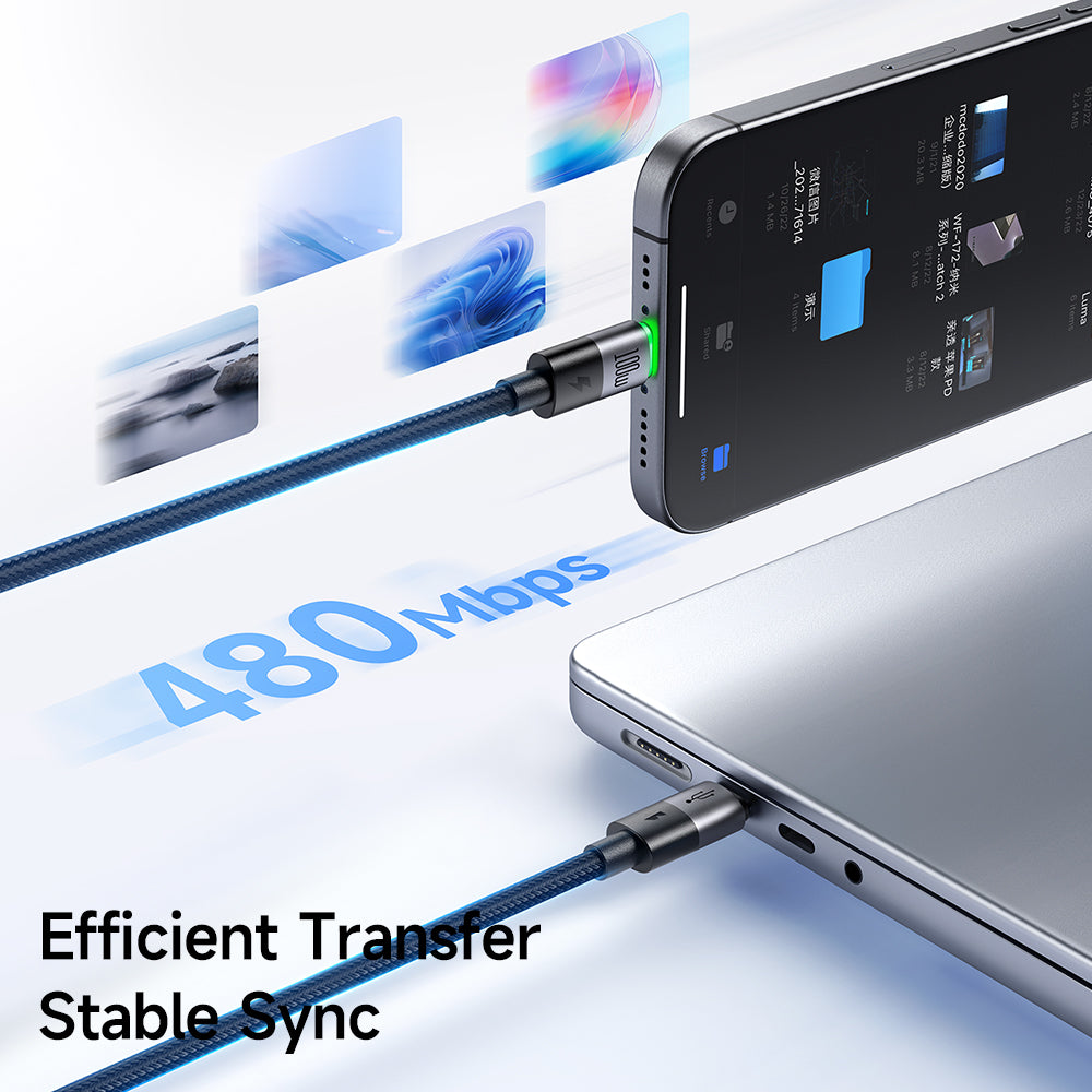 Mcdodo 2 in 1 100W USB-C to Dual USB-C Cable with LED 1.5m