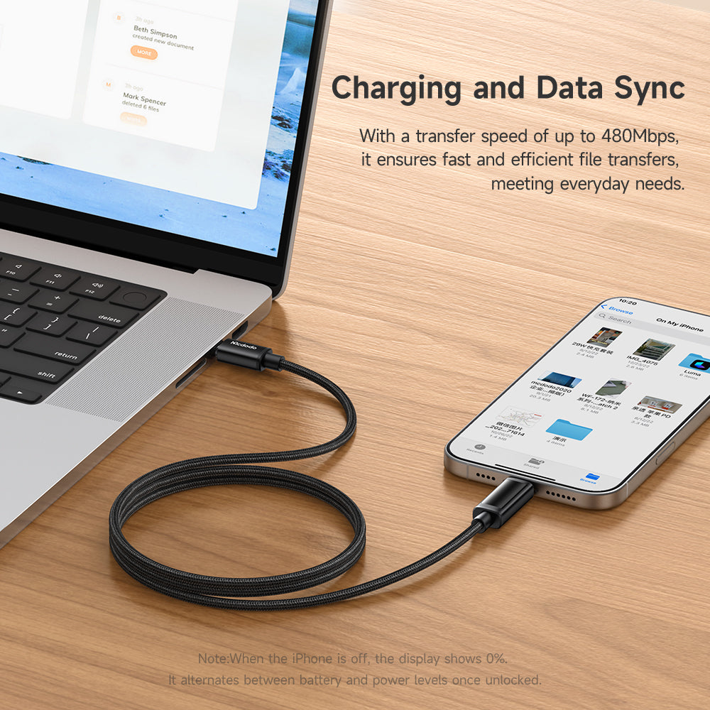 Mcdodo 100W C To C Digital Dual LED Displays Cable, real-time power and battery display, Fast Charging Cable