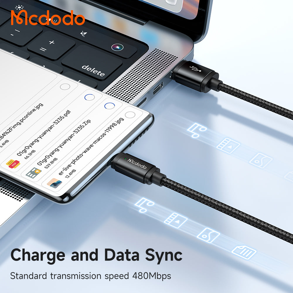 Mcdodo 120W USB-A to Type-C Data Cable with LED 1.5m