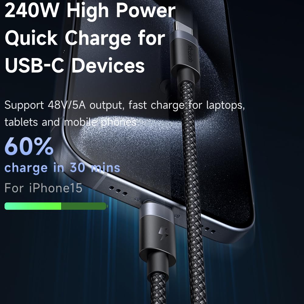 Mcdodo USB C to Mag-Safe 3 Cable 140 W/240 W USB C to USB C Charging Cable 2 m Fast Charging Type C to Mag Safe 3 Compatible with MacBook Pro M1 2021, MacBook Air M2, 2023 M2 Pro iPad Pro, Macbook