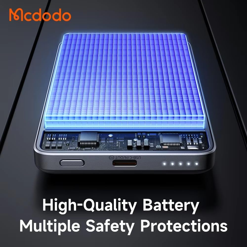 Mcdodo MC-4651 10000mAh 20W Metal Ultra Slim Magnetic Wireless Powerbank - Black